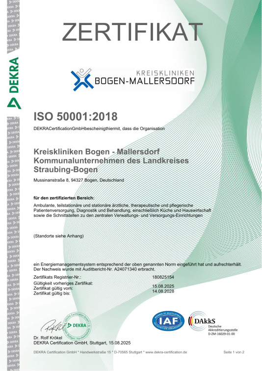 Energiemanagementsystem ISO 50001 Kreiskliniken