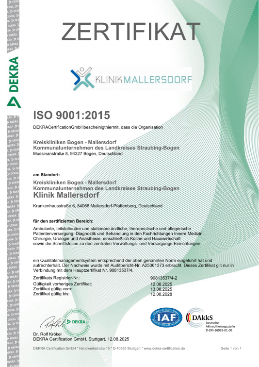 ISO 9001 Zertifikat  Qualitätsmanagement